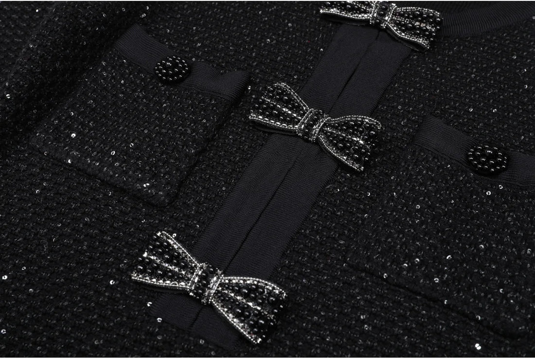 Long Sleeved Bow A-Line Dress