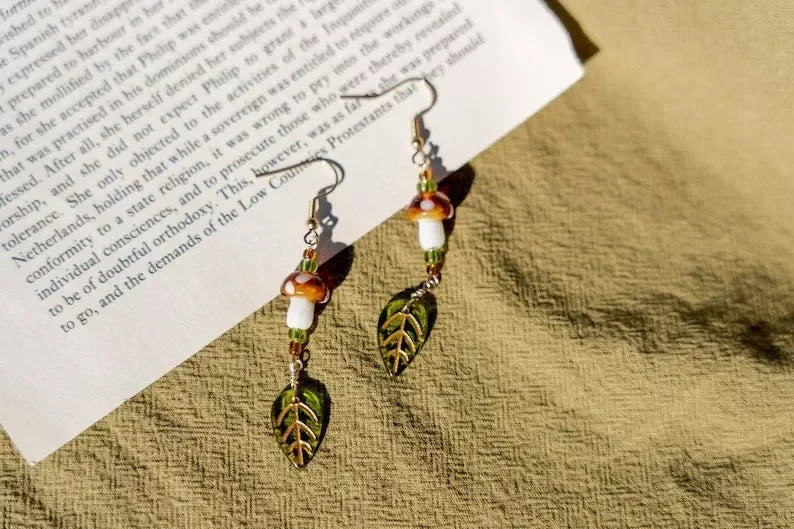 Fairycore Mushroom Necklace & Earrings Set - Festigal