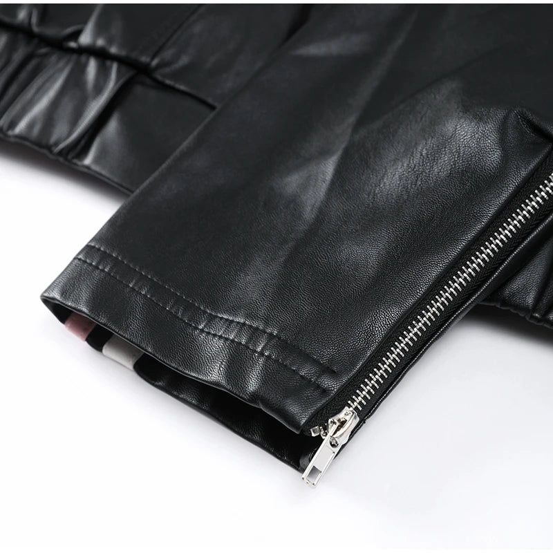 Pink Bow Motorcycle PU Leather Jacket - Festigal