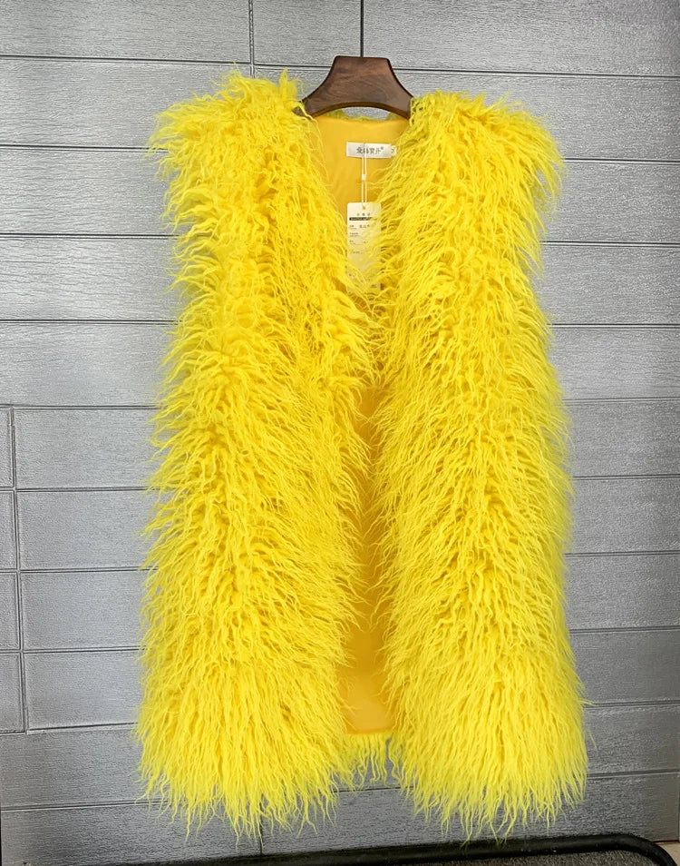 Faux Mongolian Fur Gilet - Festigal