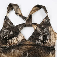 Wet Look Leopard Print Top - Festigal