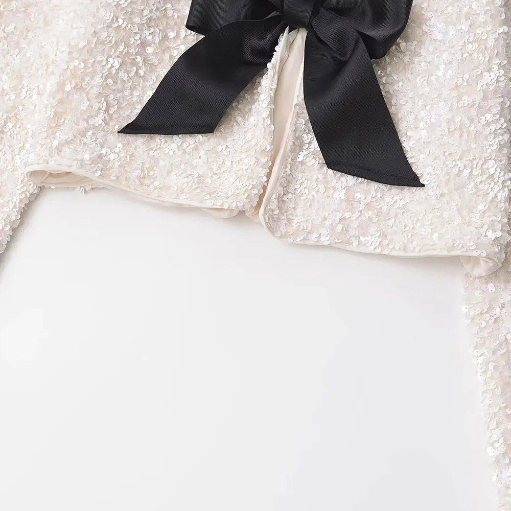 Sequin Cropped Bow Jacket - Festigal