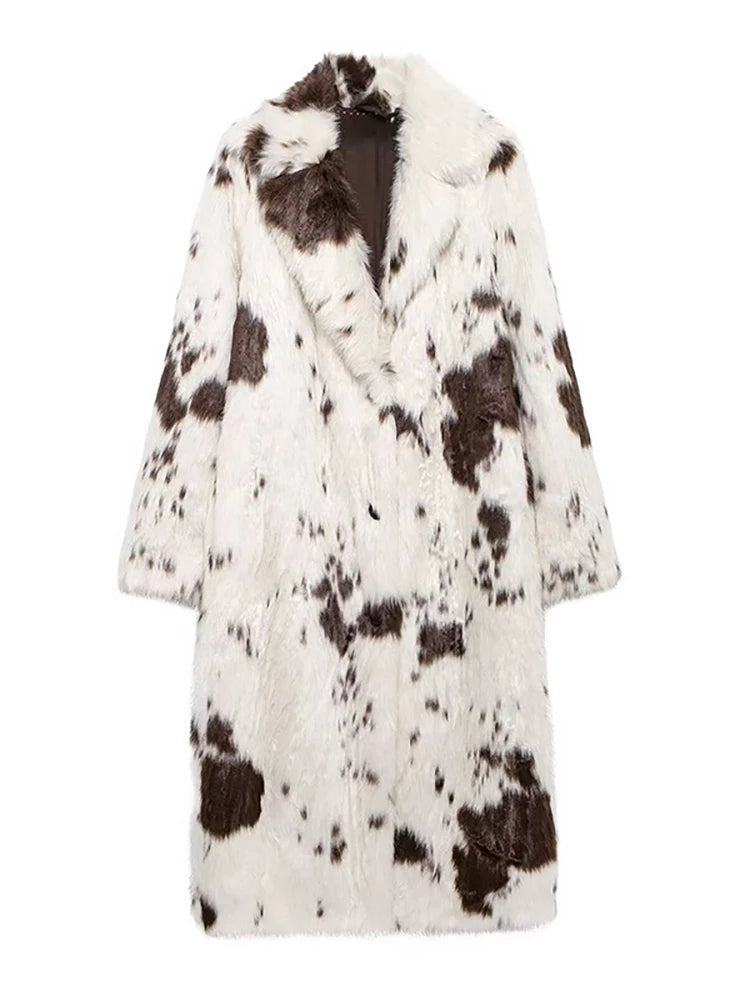 Cow Faux Fur Longline Jacket