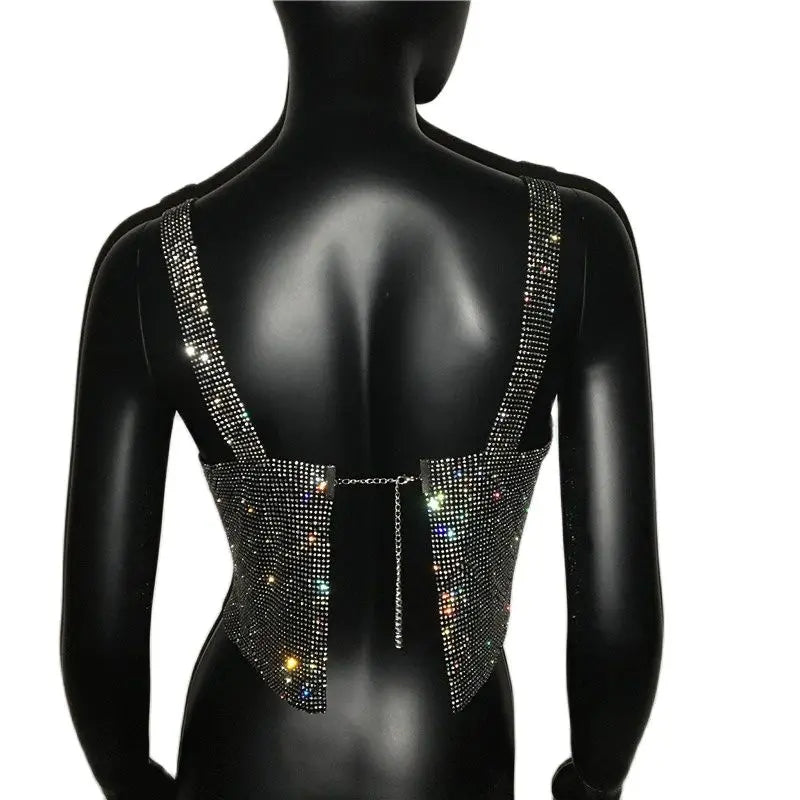 Shiny Metal Effect Rave Mesh Halter - Festigal