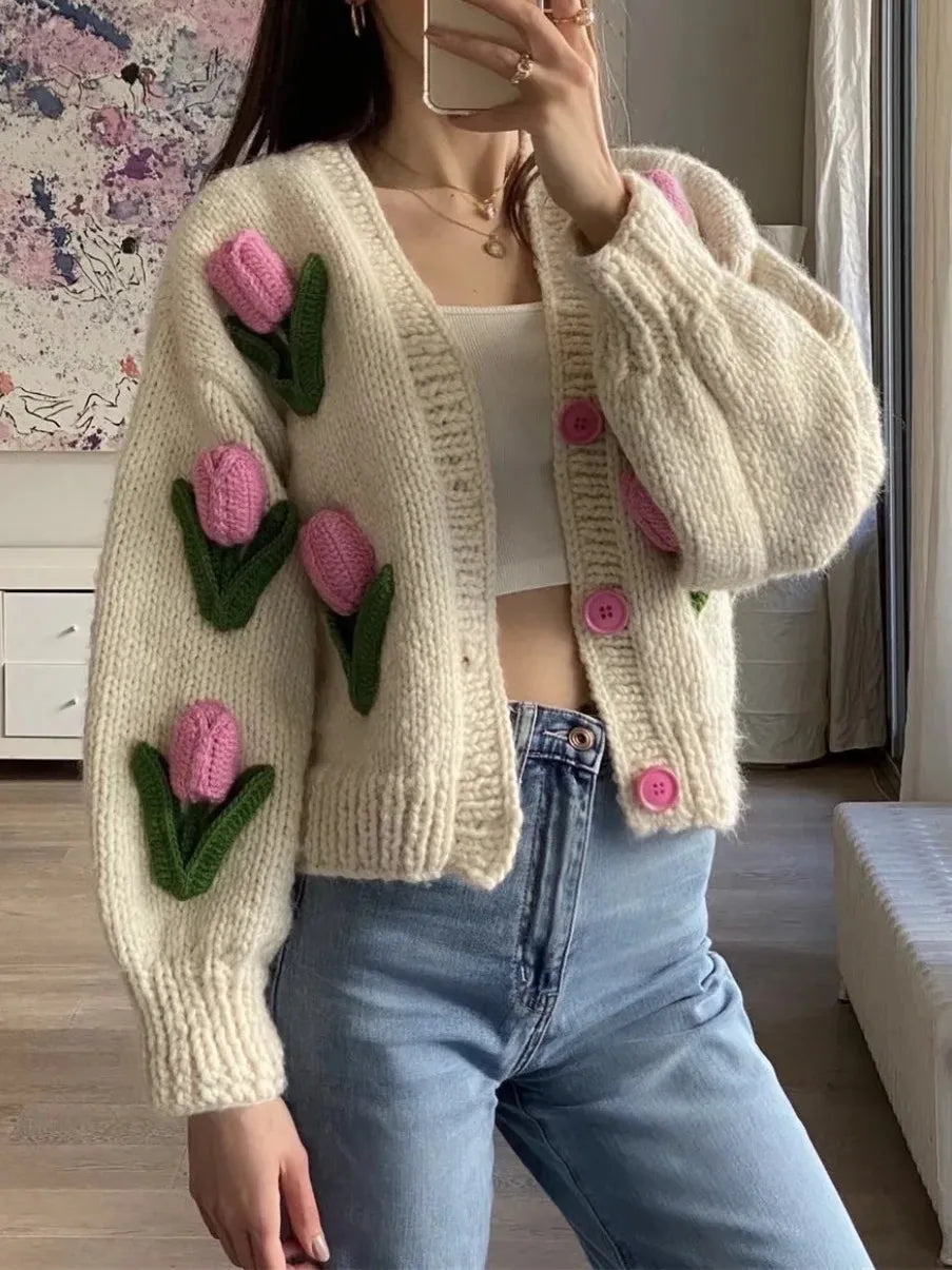 3D Tulip Knitted Cardigan - Festigal