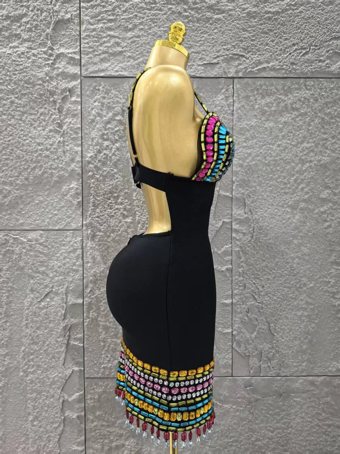 Gem Embellished Bodycon Dress - Festigal