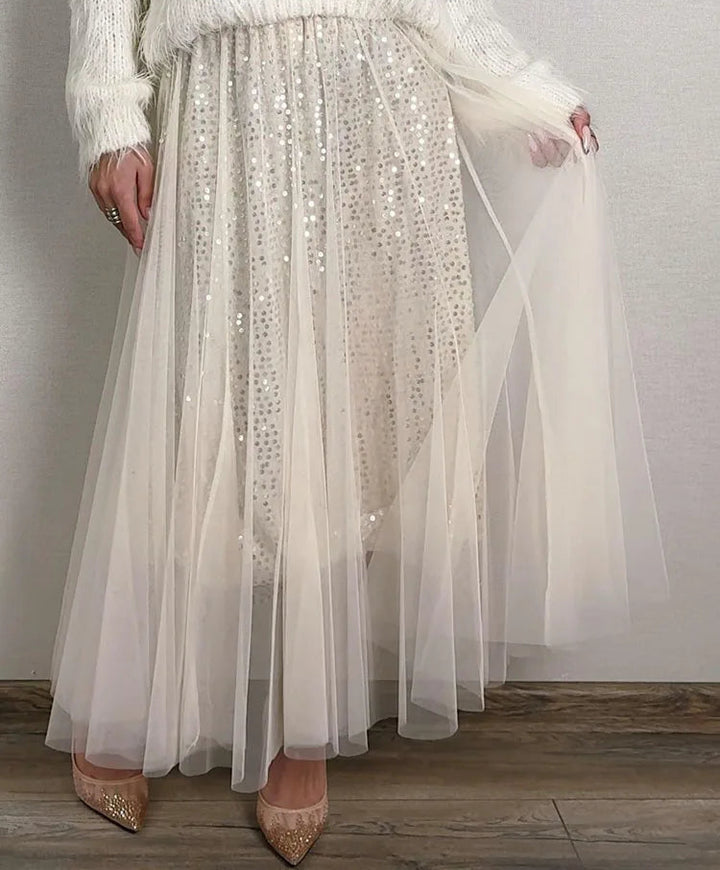 Sequin Mesh Midi Skirt - Festigal
