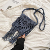 Fringed Woven Crochet Crossbody Bag - Festigal