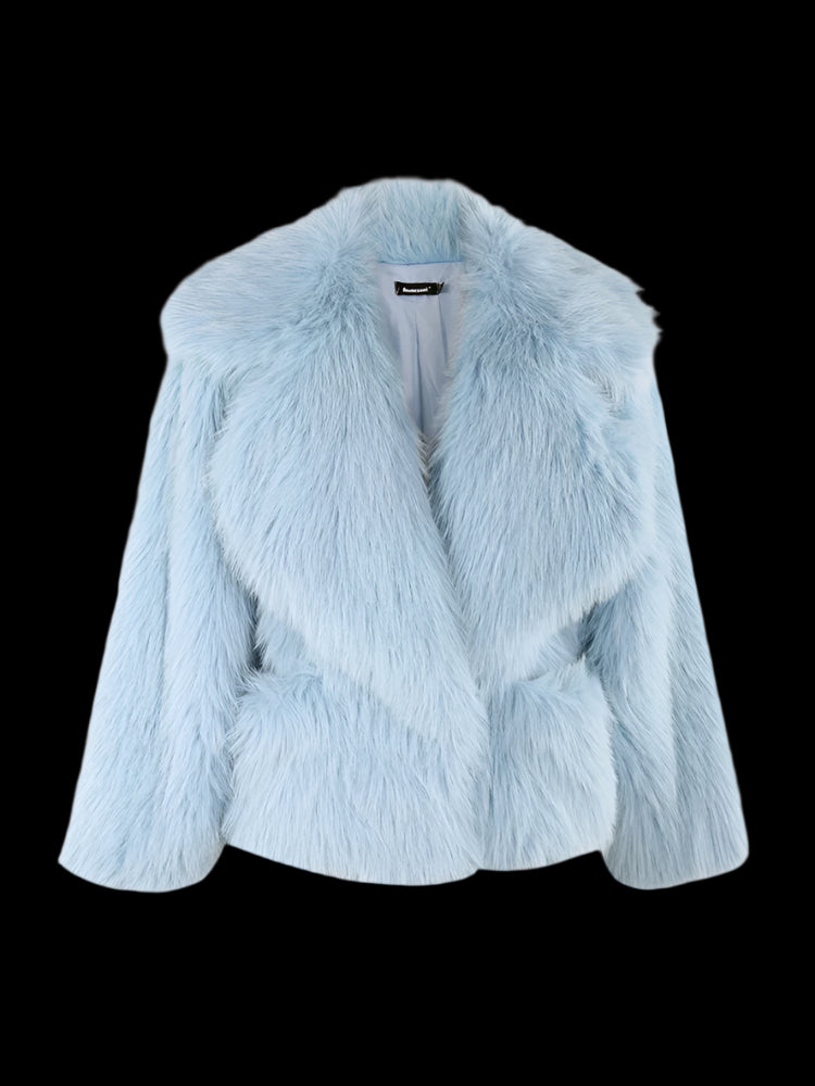 Faux Fur Oversized Collar Coat - Festigal