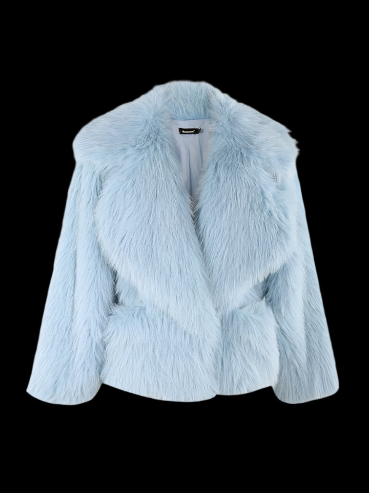 Faux Fur Oversized Collar Coat - Festigal
