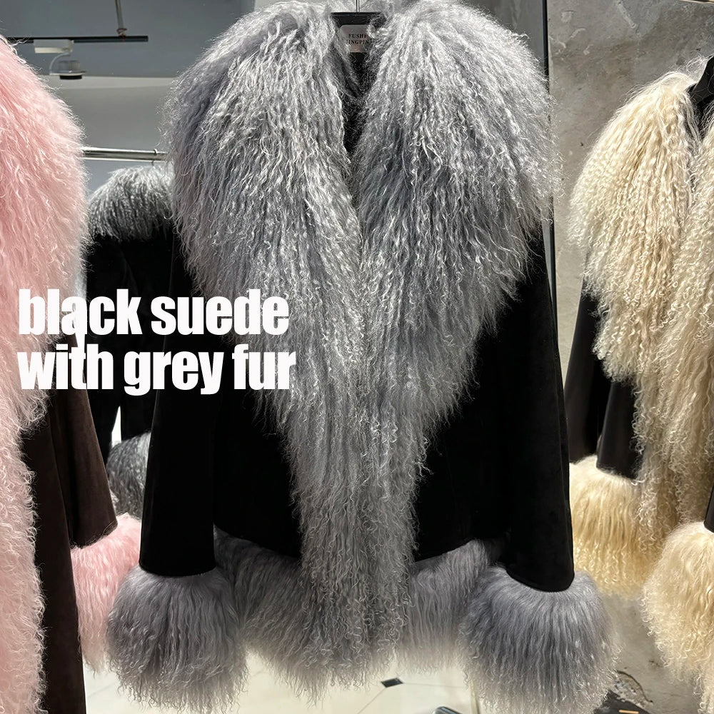 Suede Mongolian Fur Jacket