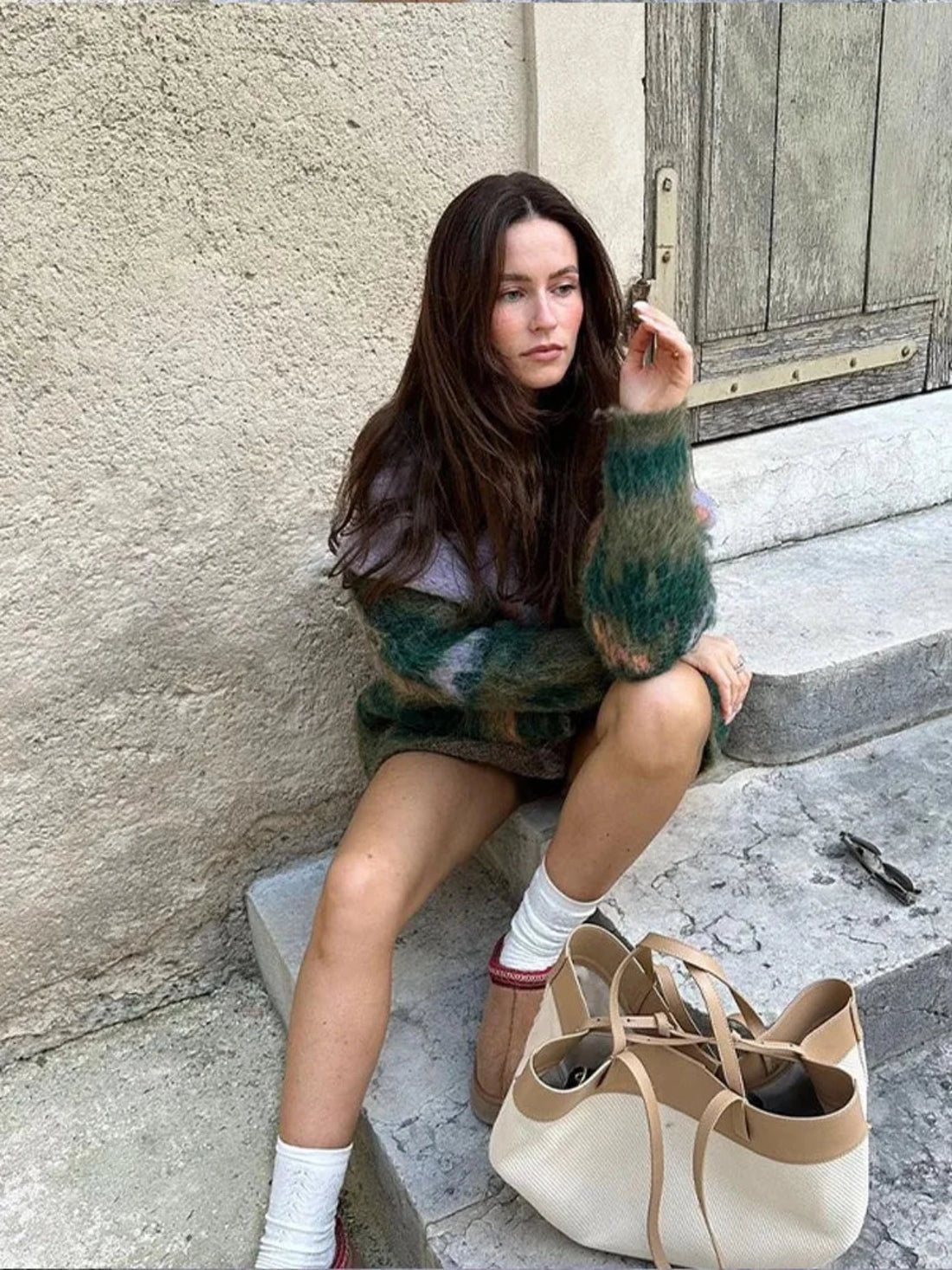 Landscape Abstract Fluffy Cardigan - Festigal