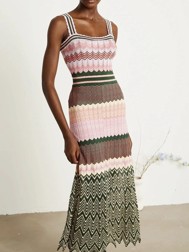 Aztec Knitted Maxi Dress - Festigal