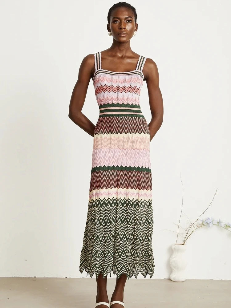 Aztec Knitted Maxi Dress - Festigal