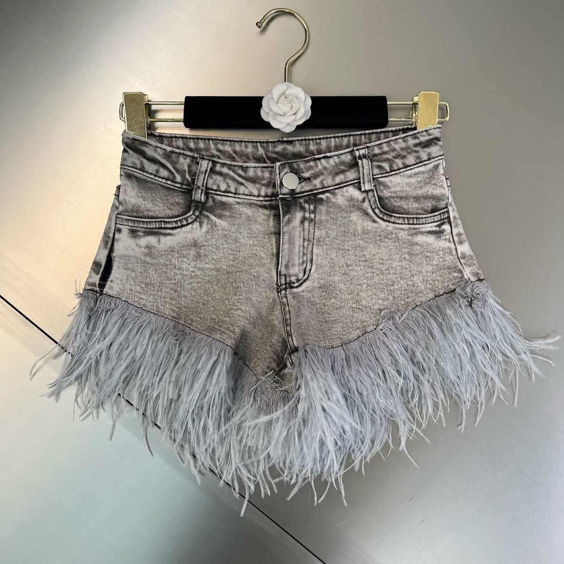 Overwashed Denim Feathery Shorts - Festigal