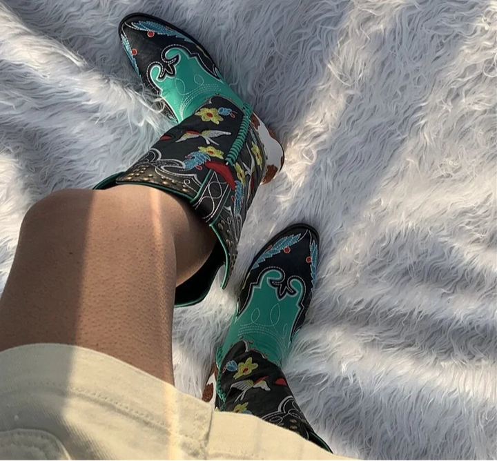 Embroidered Patchwork Cowboy Boots - Festigal