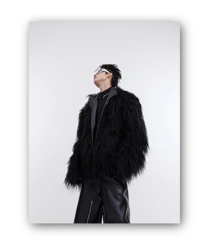 Men's Shaggy Faux Fur Jacket - Festigal