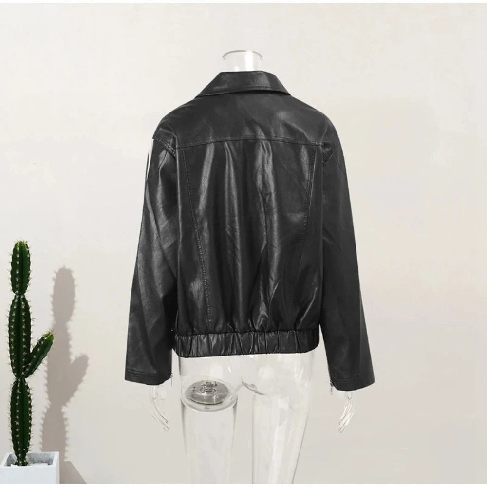 Pink Bow Motorcycle PU Leather Jacket - Festigal