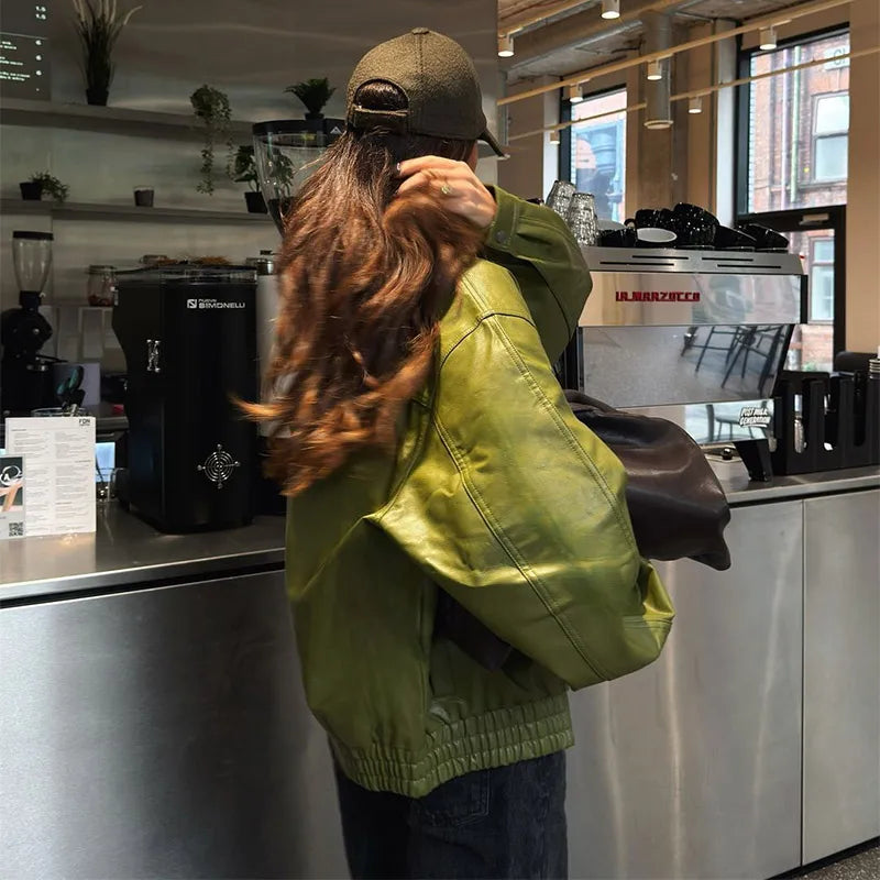 Faux Leather Cropped Jacket - Festigal