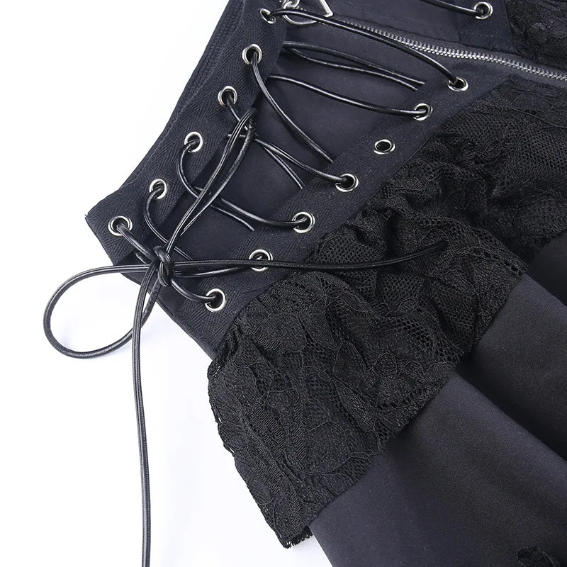 Goth Punk High Waist Zipper Mini Skirt - Festigal