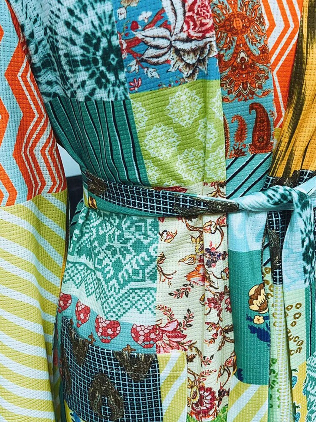 Belted Patchwork Robe Jacket - Festigal