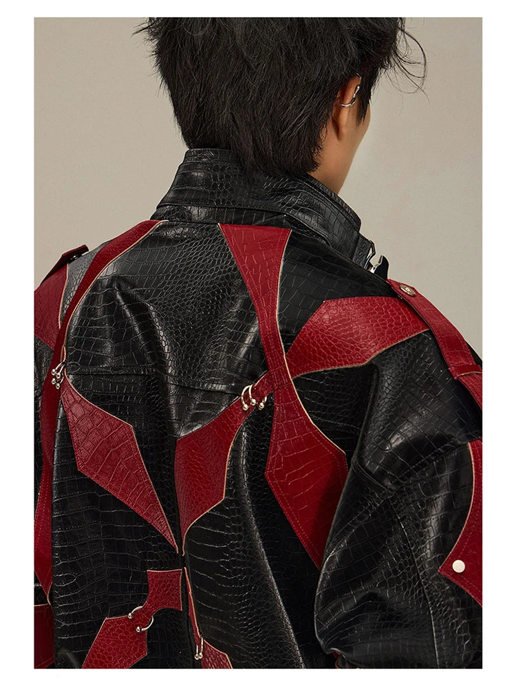 Mens Crocodile Faux Leather Jacket