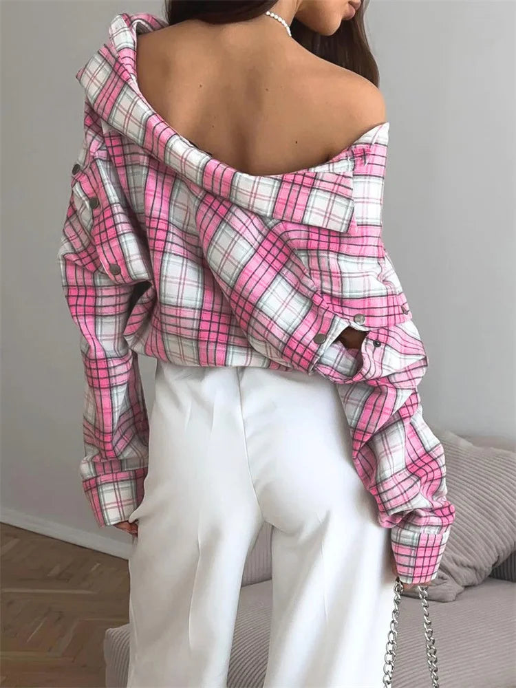 Pink & White Plaid Shirt - Festigal