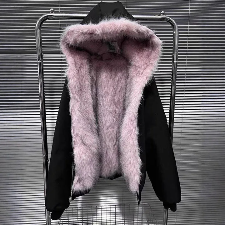 Reversible Black & Pink Fur Jacket - Festigal
