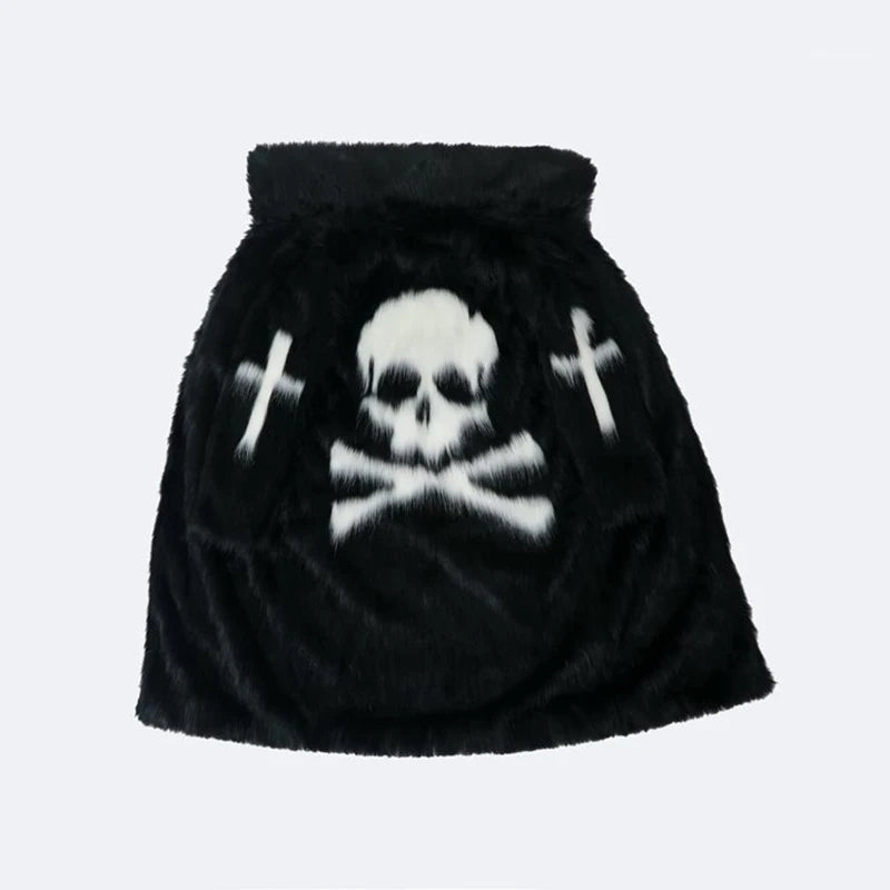 Men's Faux Fur Skull & Crossbones Jacket