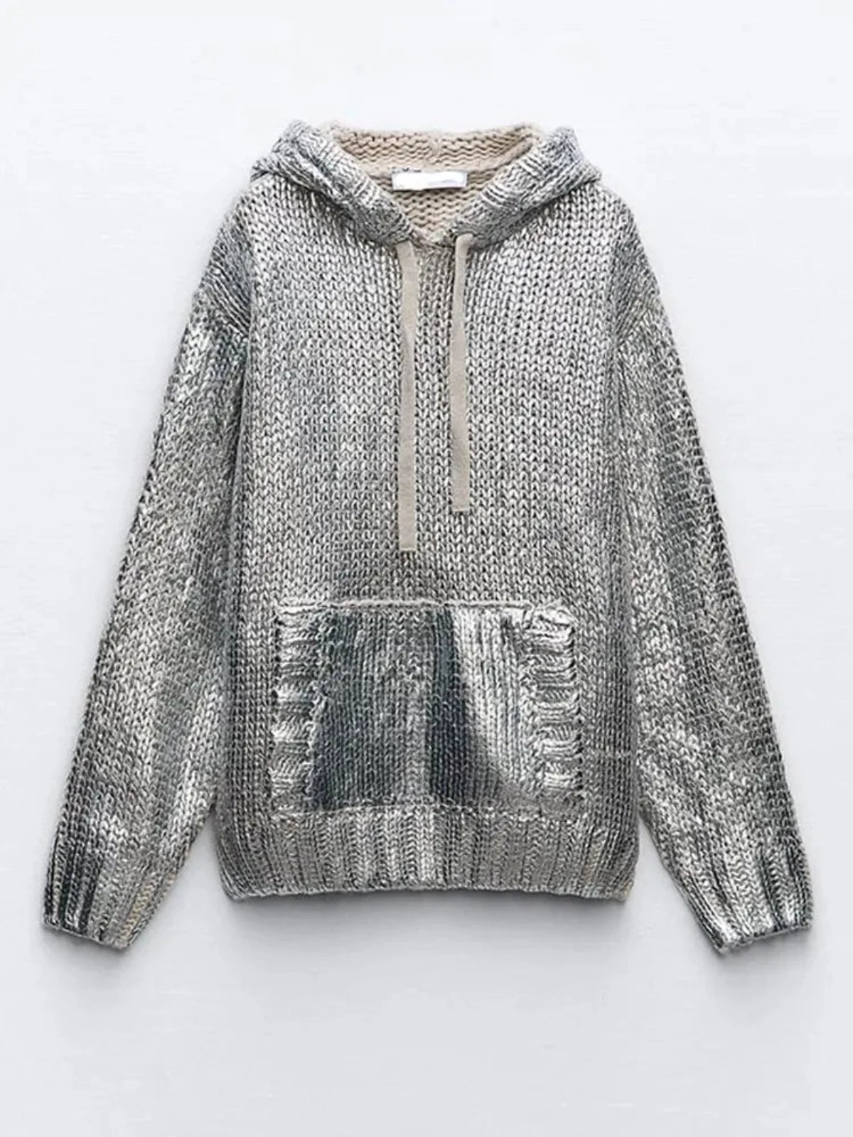 Futuristic Metallic Knitted Hoodie - Festigal