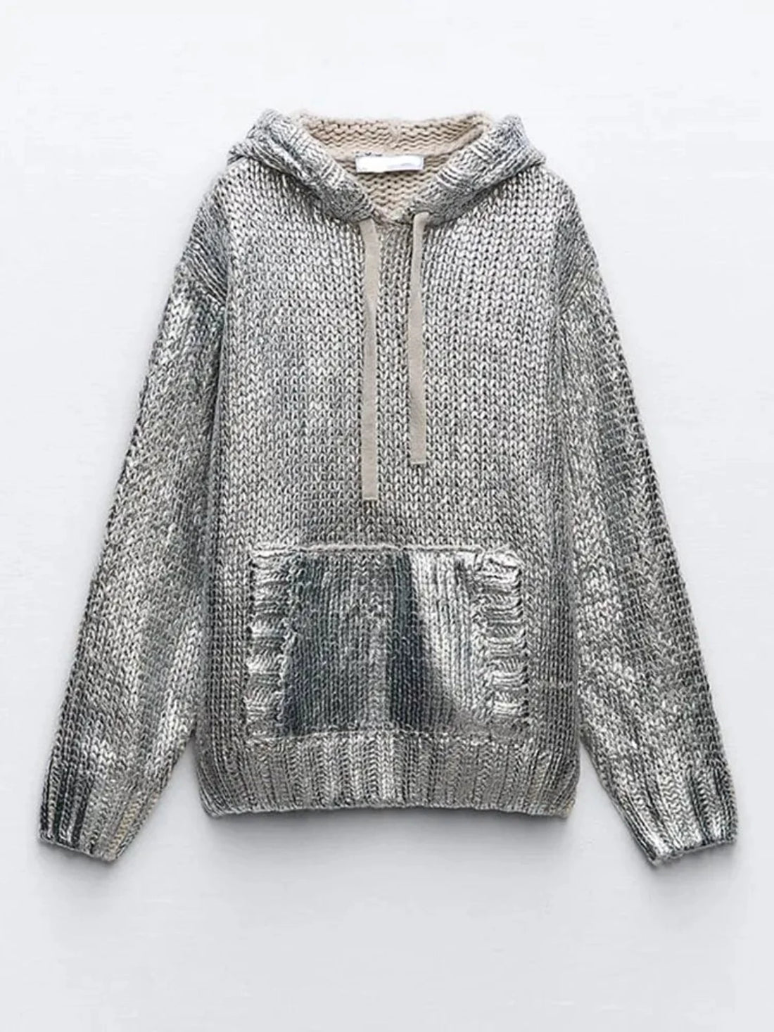 Futuristic Metallic Knitted Hoodie - Festigal