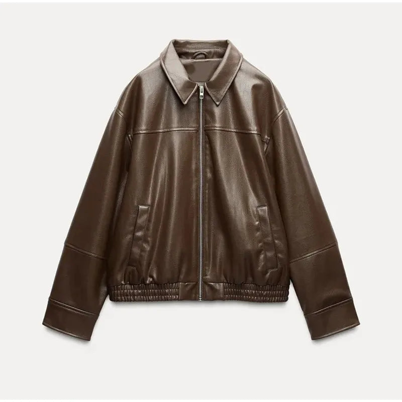 Faux Leather Cropped Jacket - Festigal