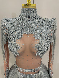 Rhinestone Tassel Bodysuit - Festigal