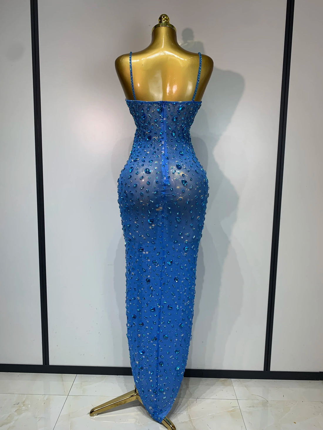 Rhinestone Mesh Maxi Dress