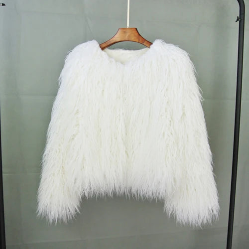 Shaggy Faux Fur Jacket Coat - Festigal
