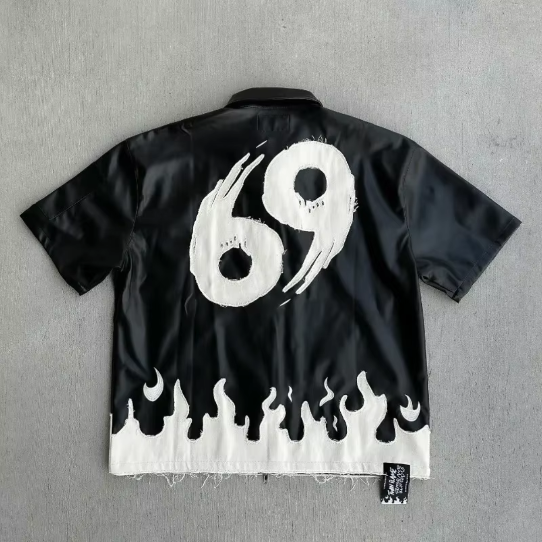 Faux Leather Flame Shirt - Festigal
