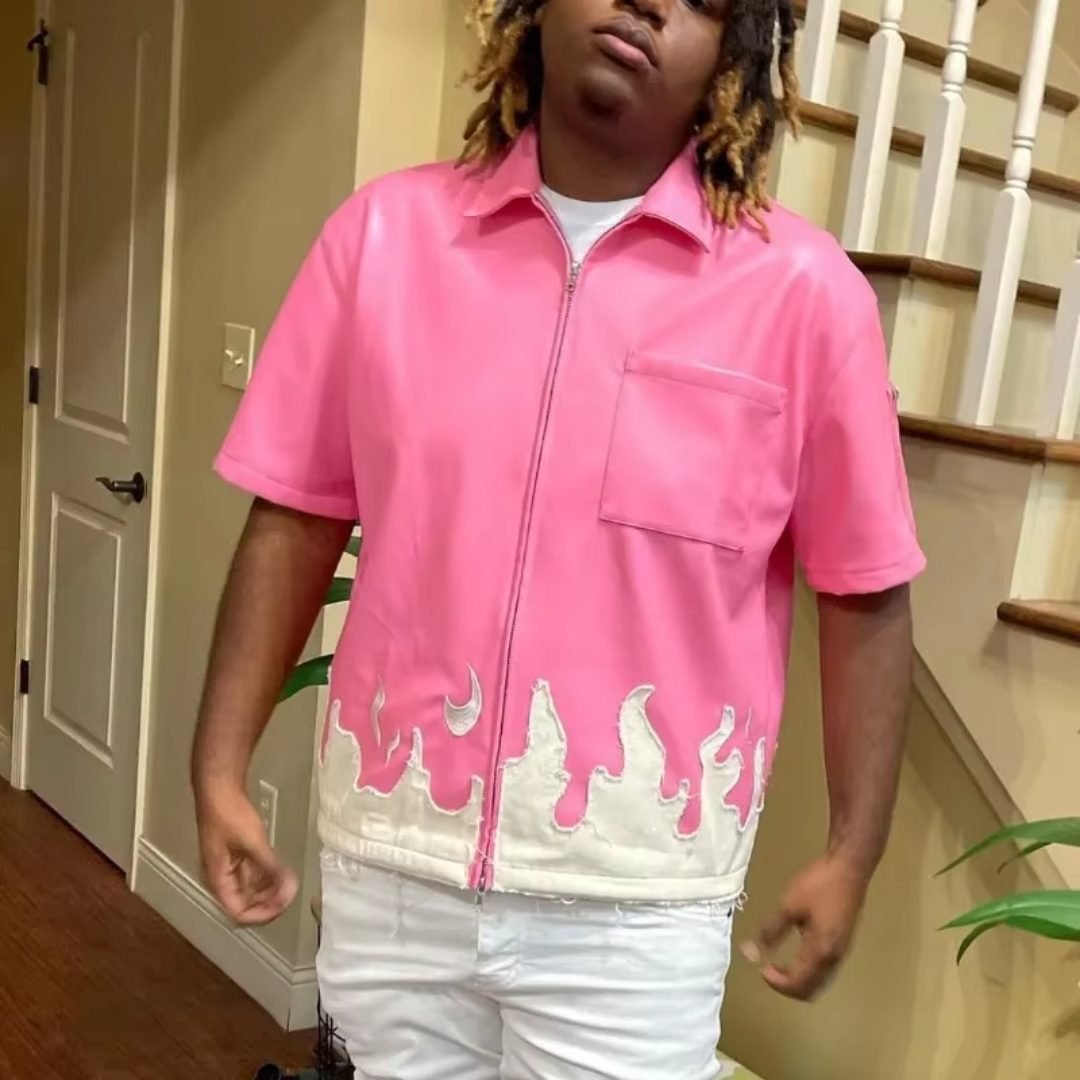 Faux Leather Flame Shirt - Festigal