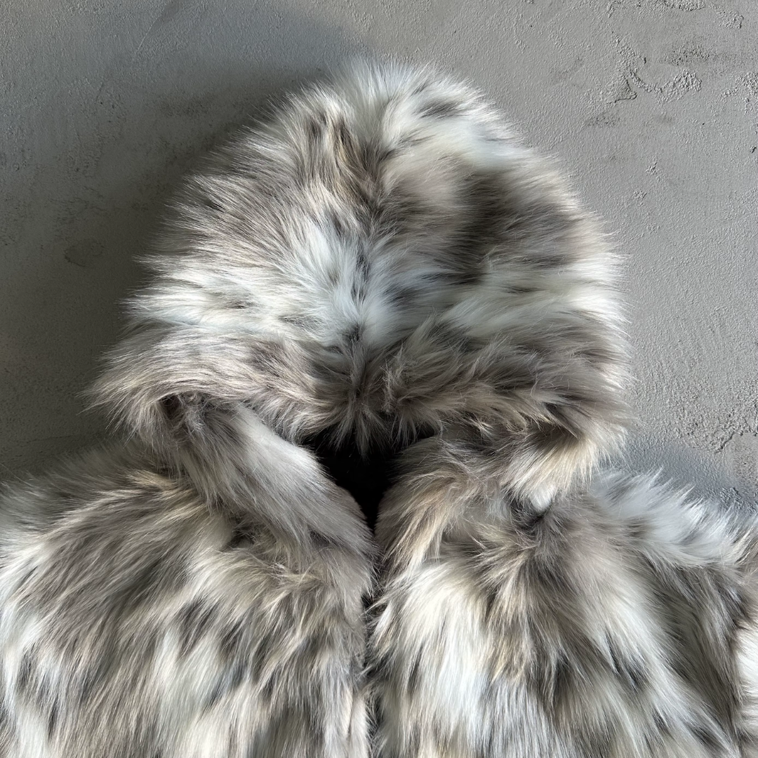 Men's Snow Leopard Faux Fur Coat - Festigal