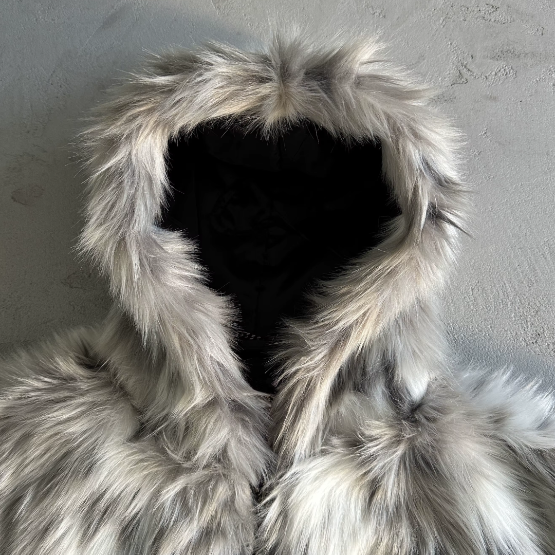 Men's Snow Leopard Faux Fur Coat - Festigal