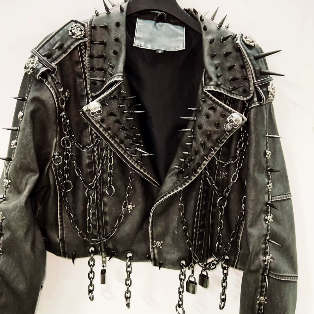 Faux Leather Spiked Jacket - Festigal