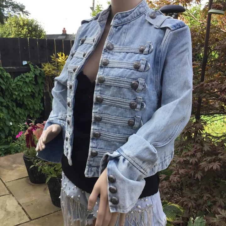 Retro Military Style Denim Jacket - Festigal