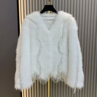 Faux Fur Beaded Tassel Jacket - Festigal