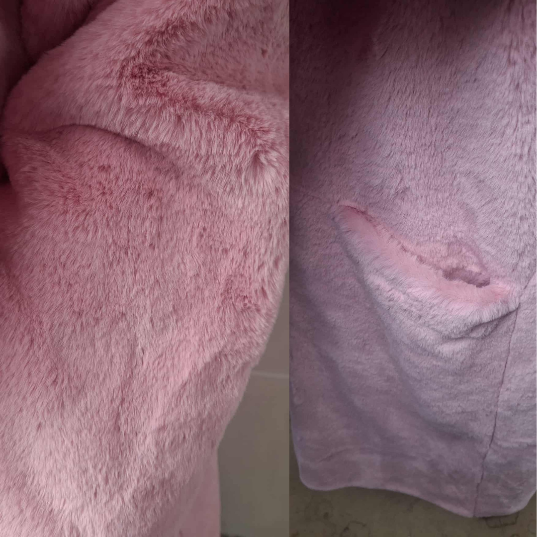 Pink Faux Fur Trim Collar Coat