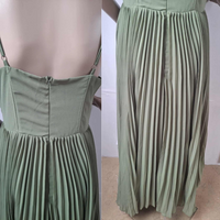 Green Pleated A-Line Dress
