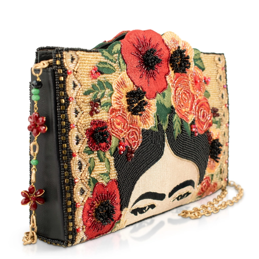 Beaded Frida Kahlo Crossbody Handbag