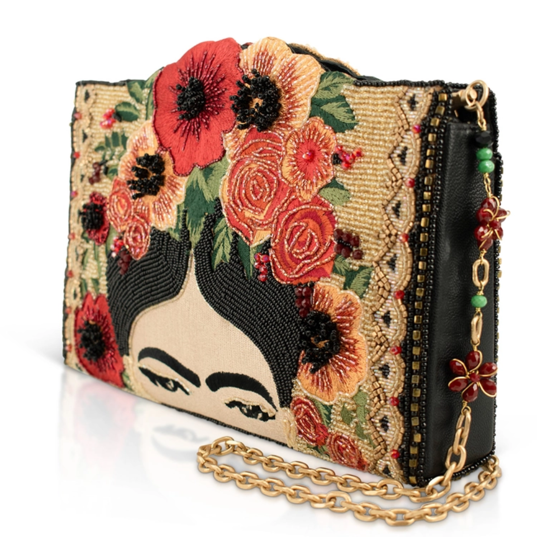Beaded Frida Kahlo Crossbody Handbag