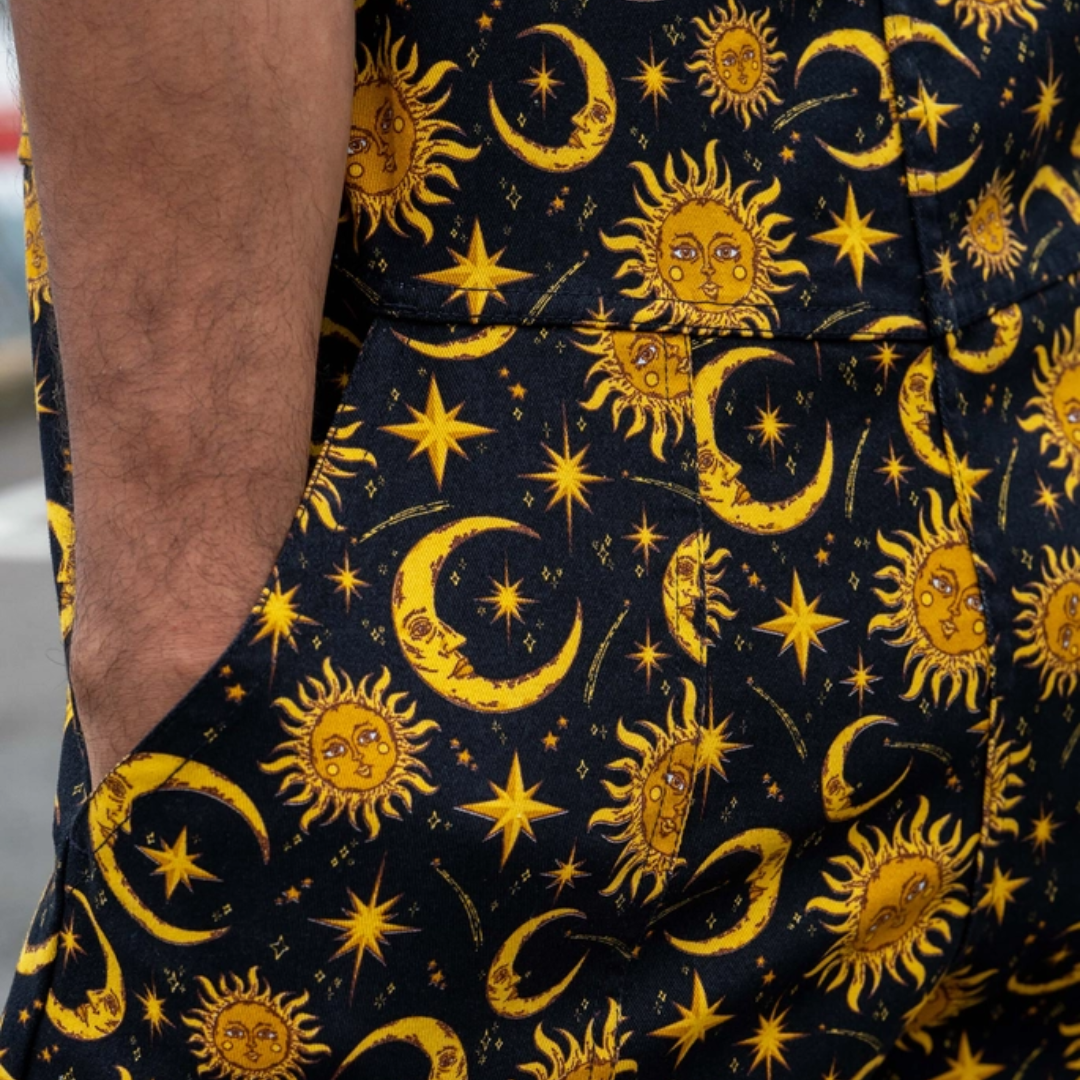 Celestial Sun and Moon Stretch Dungarees