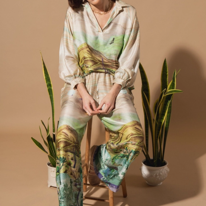Cactus Print Silk Set