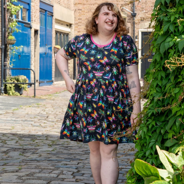 Rainbow Bugs Smock Dress
