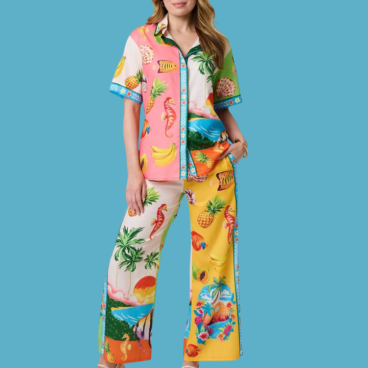 Tropical Print Shirt Trousers Co-Ord Set